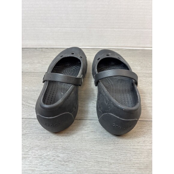 Crocs Mary Jane Flats Womens Size 5 Juniors 3 Slip Resistant Casual Black - Picture 5 of 10